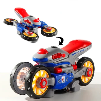 Универсальный трюковый четырехколесный мотоцикл, электрический универсальный автомобиль, крутой вращающийся деформационный мотоцикл, светомузыкальная модель игрушечного автомобиля