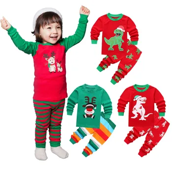 Рождественская пижама с героями мультфильмов, костюм для маленьких девочек и мальчиков, Рождественский пижамный комплект с Санта-Клаусом, модная пижама для малышей, комплект детской одежды roupas