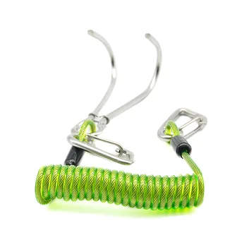 Крюк для рафтинга с двойной головкой, рифовый крюк из нержавеющей стали, спиральный пружинный шнур, аксессуар для обеспечения безопасности при погружении - зеленый