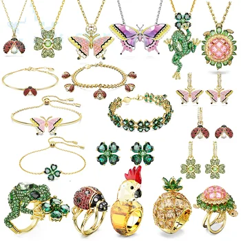 Женский браслет-бабочка в форме сердца, ювелирные изделия из хрусталя, модные тенденции Лягушка, Черепаха, насекомое