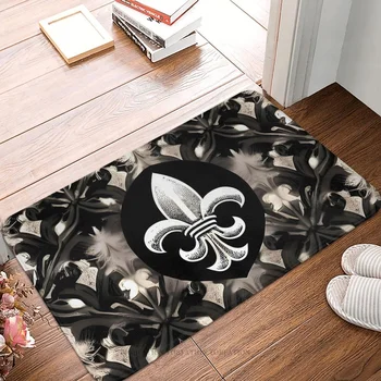Нескользящий коврик с изображением Королевской лилии, черно-белый коврик для ванной, спальни, Уличный ковер, декор для помещений