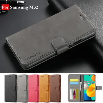 Для Samsung M32 Case Кожаный винтажный чехол для телефона Samsung Galaxy M32 5G Case Откидной магнитный чехол-бумажник Samsung M 32 Cover