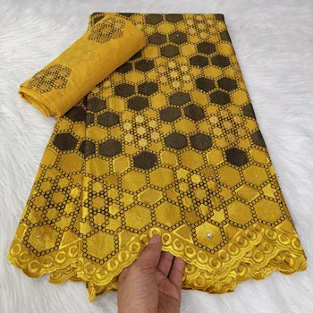 Новейшая Африканская кружевная ткань с шарфом 2023 года, высококачественная Швейцарская кружевная ткань с вышивкой 5 + 2 ярда для вечернего платья A144