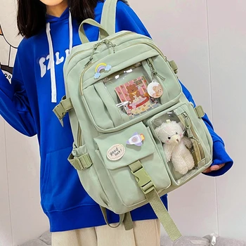Женские рюкзаки, водонепроницаемый нейлоновый школьный рюкзак с несколькими карманами для студенток, девочек, Kawaii, набор для ноутбука, Mochilas