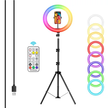 10-дюймовый RGB красочный кольцевой светильник, заполняющий свет, кольцевой светильник для селфи