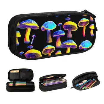 Милые психоделические пеналы Magic Mushrooms для девочек и мальчиков, изготовленные на заказ, большая сумка для хранения ручек, школьные принадлежности