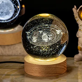 Светящийся 3D Хрустальный шар Солнечной системы, Стабильное Основание, Голографический Портативный Хрустальный шар, Подарки на День рождения, Рождество, Астрономия, подарки для детей