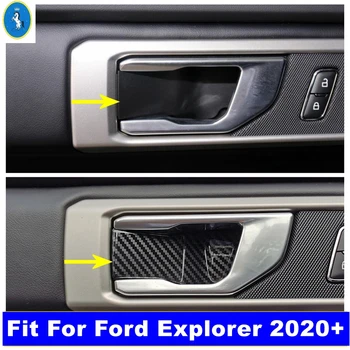 Внутренняя дверная ручка, рамка чаши, декоративная накладка, подходит для Ford Explorer 2020 -2023, Комплект для ремонта салона из углеродного волокна, аксессуары