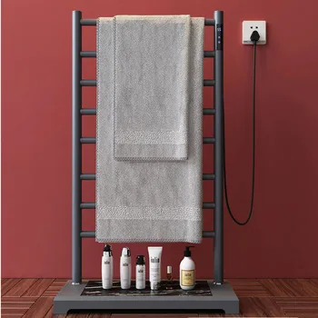 Электрический полотенцесушитель напольного типа для хранения полотенец в ванной комнате Регулировка температуры по времени Держатель для полотенец Без сверления