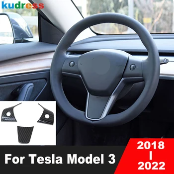 Отделка панели рулевого колеса автомобиля для Tesla Model 3 2018 2019 2020 2021 2022 Отделка из углеродного волокна Аксессуары для интерьера