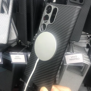Чехол из настоящего углеродного волокна для Samsung Galaxy S23 Ultra MagSafe Магнитный защитный чехол для телефона Galaxy S23 MagSafe Магнитный