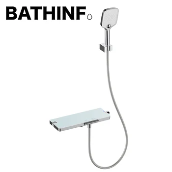 Цифровой душевой набор BATHINF White, умные латунные смесители для ванной комнаты с горячей и холодной водой