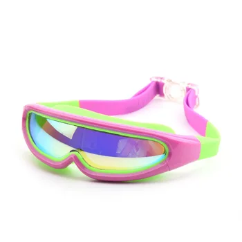 Детские плавательные очки с гальваническим покрытием в большой оправе, очки для дайвинга высокой четкости, водонепроницаемые и противотуманные очки для плавания