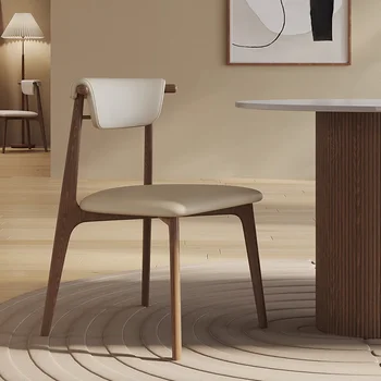 Обеденные стулья из массива дерева в кремовом стиле Легкая роскошь Простые Современные домашние стулья для столовой Письменный стол Дизайнерский скандинавский стул со спинкой