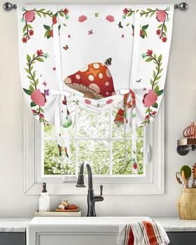 Цветок Бабочка Гриб Оконная занавеска для гостиной, кухни, Римская занавеска, домашний декор, Балконные жалюзи, шторы