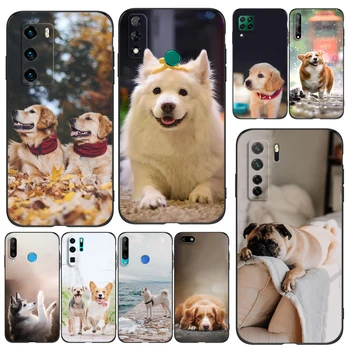 Черный Чехол из тпу Для Huawei Y9S Y6S Y8S Y5P Y7P Y8P y7 Y5 lite Prime 2018 Y6 2019 Чехол Naughty Cute Dogs