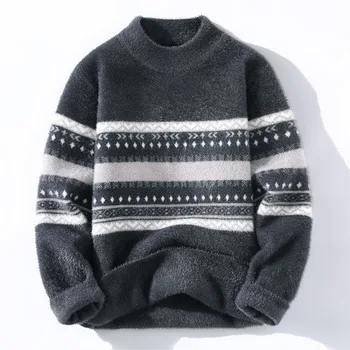 Свитера мужские 2023, зимний корейский стиль, мужской теплый свитер, мужские модные свитера, осенние мужские шерстяные пуловеры, мужские MY7127
