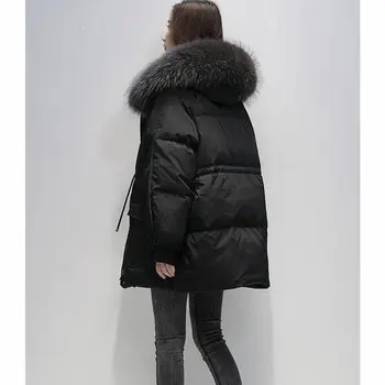 Зимняя женская куртка, пальто, Новая парка, женское пуховое хлопковое пальто с капюшоном и мехом, толстые теплые куртки, Ветрозащитное повседневное пальто T71