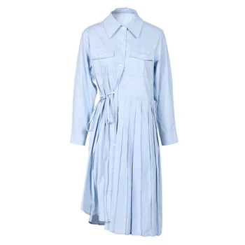 Осеннее женское платье-рубашка из деконструированного хлопка SuperAen 2023, длинное модное платье-рубашка в складку