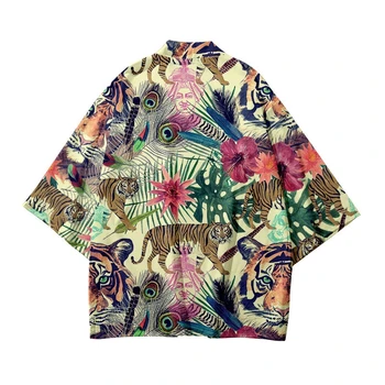 Японский Новый стиль, рукава Три четверти, Модное Кимоно, Летняя рубашка, куртка Самурая, Забавное Кимоно с крутыми рукавами, Кардиган для мужчин
