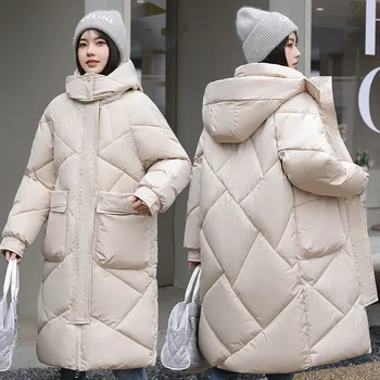 Зимнее женское пальто выше колена с хлопковой подкладкой, Толстое качественное теплое пальто, повседневная парка Манто