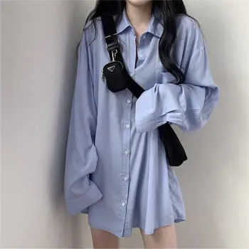 Модная блузка с длинным рукавом, солнцезащитный крем, свободная Корейская одежда средней длины, самый продаваемый продукт 2023 года, Уличная одежда в стиле Y2k для женщин