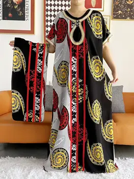 Новое летнее Африканское Летнее платье с коротким рукавом, Расшитое камнями, Свободное Цветочное женское платье Boubou Maxi Islam, Африканская одежда