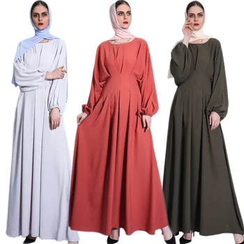 Исламское однотонное длинное платье в Рамадан, женское Длинное платье с длинным рукавом, Арабская Абайя, турецкий халат Макси на Ближнем Востоке, мусульманское женское вечернее платье, мода