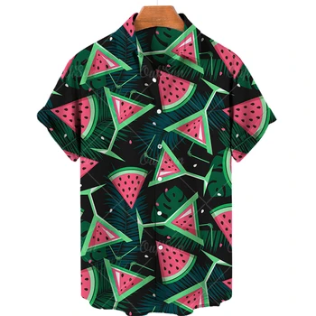 Мужские футболки с 3D принтом в виде тропических фруктов, Гавайских цветов, дизайнерских костюмов, пляжная винтажная мужская одежда для отдыха