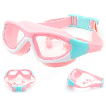 Профессиональные очки для плавания детские очки для плавания с затычками для ушей Противотуманные УФ силиконовые Водонепроницаемые очки для плавания для детей