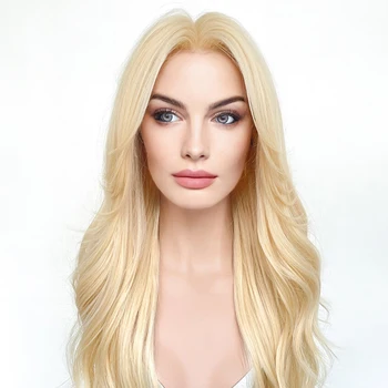 Прозрачные парики из синтетических волос на кружеве спереди для белых женщин Бесклеевые светло-русые волнистые парики на кружеве 13x4 с волнистыми волосами младенца