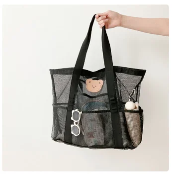 Корейская летняя пляжная сумка Большая вместительная Сетчатая сумка для мамы, сумка для подгузников, Детская сумка для плавания, Женская сумка для хранения через плечо