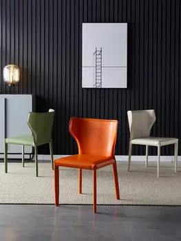 Итальянский Минималистский Обеденный стул с кожаным седлом Nordic Light, Роскошный Ресторанный стул Со Спинкой, Современный Минималистский Обеденный Стул для кафе