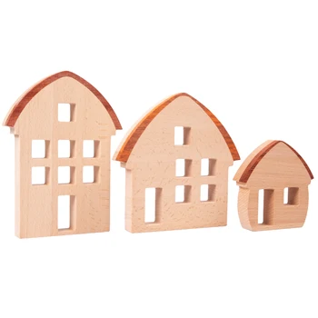Деревянная вилла в китайском стиле, Набор для деревянного дома из трех частей, Креативное украшение для детского дома, Игрушки-головоломки