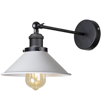 Промышленное настенное бра, металлический абажур, настенный светильник в винтажном стиле с регулировкой направления освещения на 180 градусов (черный)