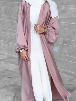 Летнее Мусульманское женское платье Абайя с пышными рукавами, Элегантное Скромное Вечернее Длинное платье в Марокко, Исламская Турция, Дубай, халат Ид Рамадан Джуба