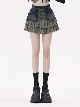Плиссированная женская юбка Harajuku Y2k в готическом стиле с высокой талией, готическая мини-юбка, сексуальная готическая юбка в стиле Молл, Готический панк