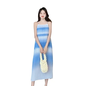 Реальный снимок Корейского Градиентного слинга Design Sense Dress Женское Новое Летнее платье для отдыха на море
