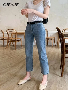 CJFHJE Женские джинсы длиной до щиколотки, осенние стрейчевые прямые шикарные женские джинсовые брюки из выстиранной ткани Kawaii, уличная одежда, джинсы-бойфренды, женские