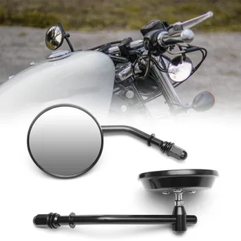 8 мм Черное/Хромированное Мотоциклетное Зеркало С Коротким Стержнем 3 