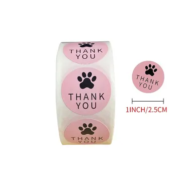 Наклейки с милой розовой собачьей лапой, улыбающимся лицом, бирка для украшения подарка на День рождения, Уплотнительная этикетка, Детские игрушки, Подарочная упаковка, Наклейки для скрапбукинга