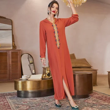 Модные Открытые Абайи для Женщин Дубай 2023 Турция Исламская Одежда Кафтан Islam Abaya Femme Abayat Ramadan Мусульманское Платье с Бриллиантами