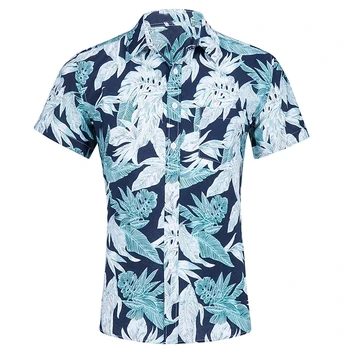 Гавайская мужская рубашка, Модная Футболка С коротким рукавом, Повседневная Рубашка С лацканами Для Мужчин, Пляжная Однобортная Мужская Одежда, Блузка С отложным воротником