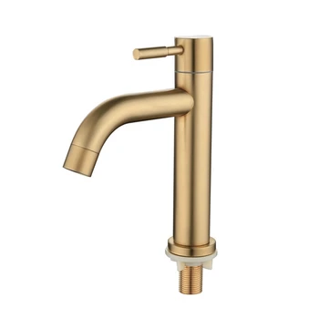 2X Brush Gold Single Cold Basin Faucet 304 Материал Смеситель Для раковины В Ванной Комнате Смеситель Для Мытья Воды-A
