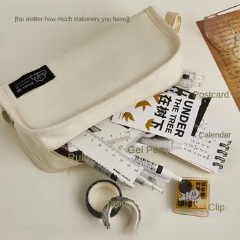 Портативная сумка для ручек большой емкости INS Простота Однотонный пенал Креативная сумка для хранения канцелярских принадлежностей Прекрасный Студенческий Подарок