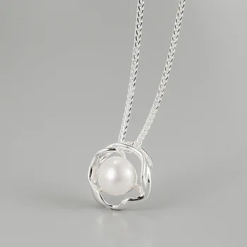 Ожерелье из натурального жемчуга Женское S925 из чистого серебра с круглым кулоном, цепочка-ошейник, женские роскошные ювелирные изделия, подарок для вечеринки, банкета для девочек