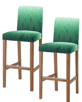 Градиентное дерево, геометрическая сосна, зеленый чехол для барного стула, чехол для стула с короткой спинкой, защитные чехлы для стульев с высокой эластичностью для банкетного отеля
