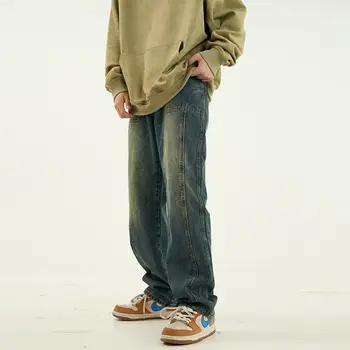 Классические осенние мужские джинсы в деловом стиле, Высококачественные Прямые брюки из эластичного денима, Мужские Брендовые брюки, одежда C14