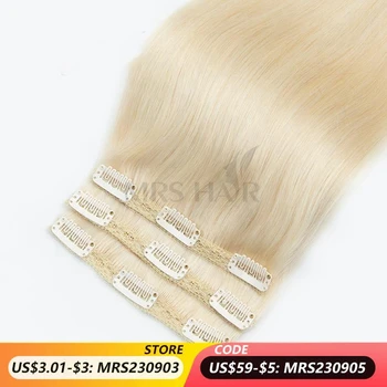 MRS HAIR Прямая заколка для наращивания волос, человеческие волосы Платиновый блонд, Натуральные человеческие волосы для придания объема, Не Реми 3 шт./лот