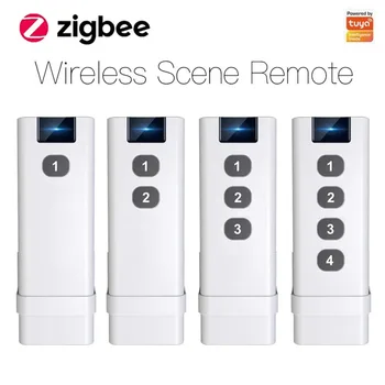 1-4 Клавиши Tuya ZigBee Smart Wireless Scene Switch Пульт дистанционного управления сценарием домашней автоматизации с Alexa Google